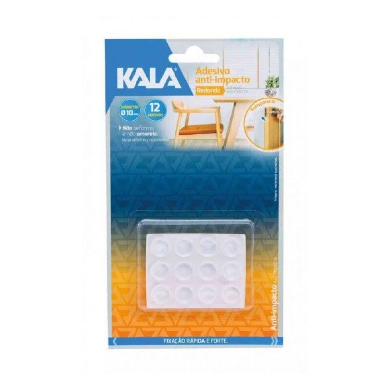 Adesivo Anti Impacto Transparente Redondo 10mm com 12 peças Kala